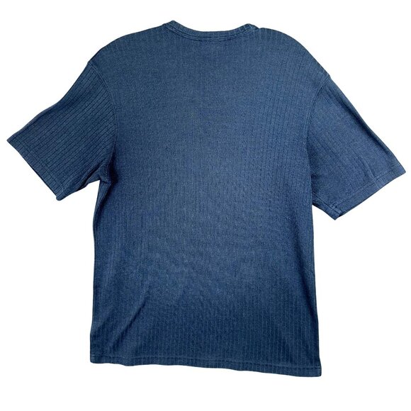 Vtg J. Ferrar T-Shirt Men Small Blue Ribbed Short Sleeve 80% Rayon 20% Polyester - Picture 2 of 8